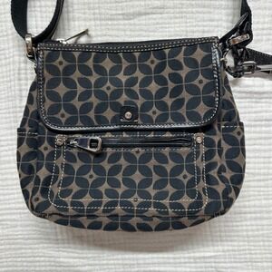 FOSSIL Signature Crossbody Bag Canvas Black Brown Purse Y2k 90s Fossil Key